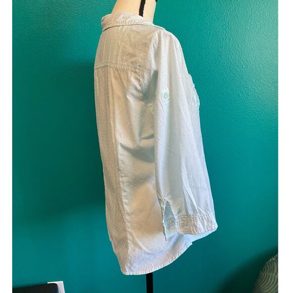 Woolrich Light Blue Dotted 100% Cotton Button Up Blouse Women's Medium - Picture 5 of 8